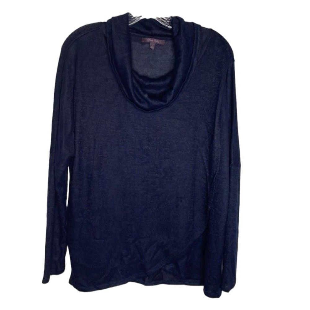 Olivia Sky Blue Cowl Neck Wrap Knit Sweater L